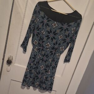 Small Juniors Or Womens Black and Blue Patterned Dress